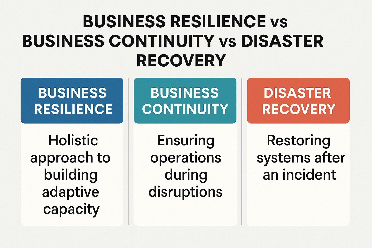 Business Resilience vs Business Continuity vs Disaster Recovery