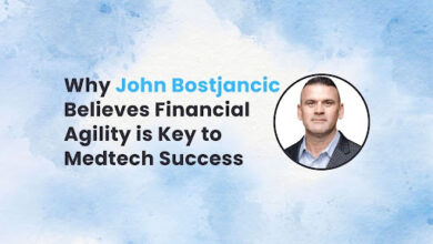Image of John bostjancic on a blue background with title