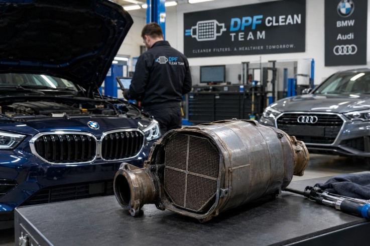 Professional BMW and Audi DPF cleaning services in the UK at DPF Clean Team automotive workshop